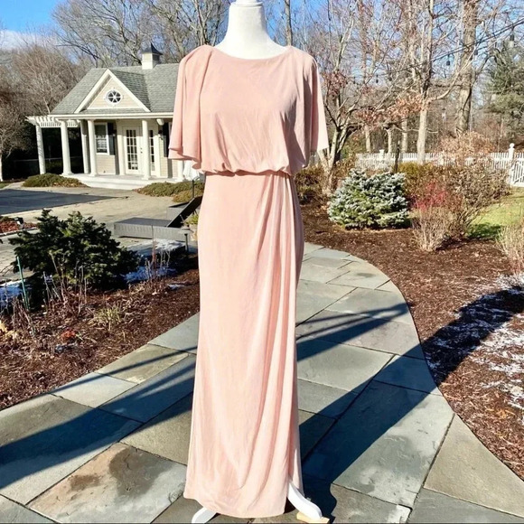NWT Anthropologie BHLDN Lena Jersey Flutter Sleeve Maxi Dress Wedding MOB Pink - Picture 6 of 13